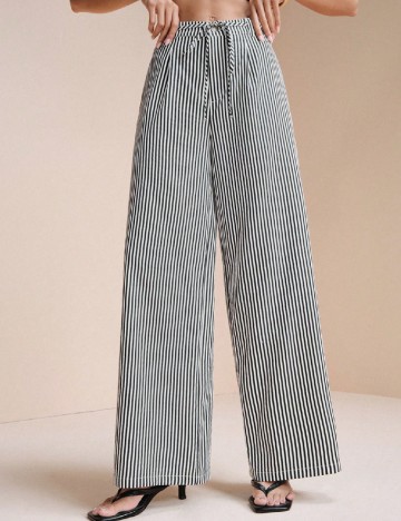 Pantaloni SHEIN, negru/alb