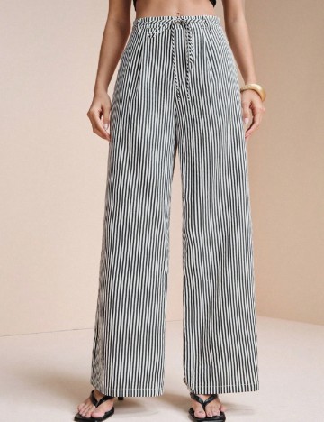 Pantaloni SHEIN, negru/alb