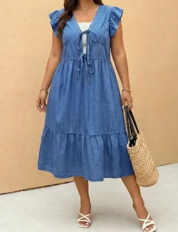 Rochie medie SHEIN CURVE, albastru