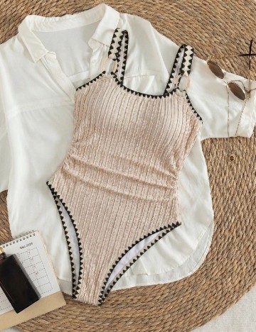 Costum de baie SHEIN, crem