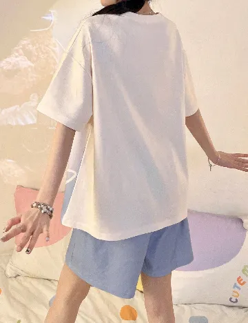 Pijama SHEIN, ecru/albastru