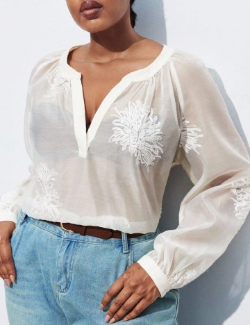 Bluza SHEIN CURVE, ecru