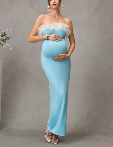Rochie lunga SHEIN Maternity, albastru
