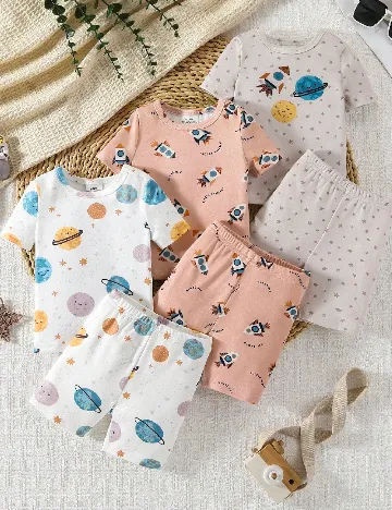 Set pijamale 3 bucati Shein Kids, mix culori