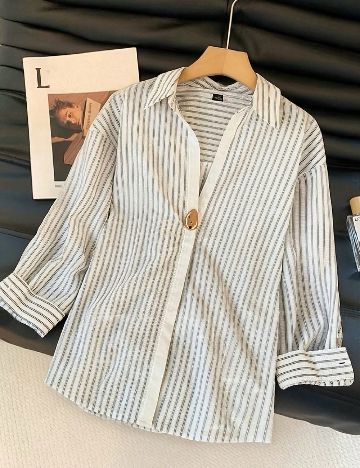 Bluza SHEIN, alb/gri