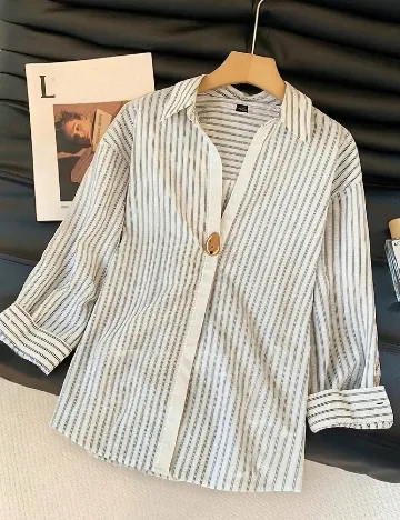 Bluza SHEIN, alb/gri