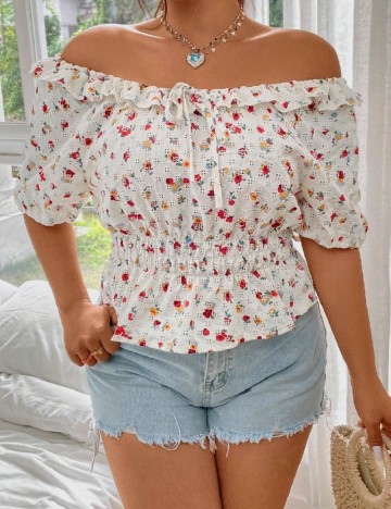 Top SHEIN CURVE, ecru