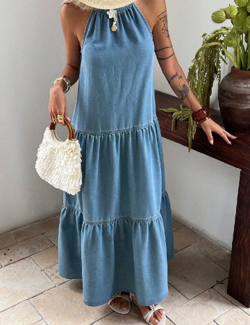 Rochie lunga Dazy, albastru