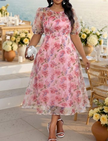Rochie medie SHEIN CURVE, roz