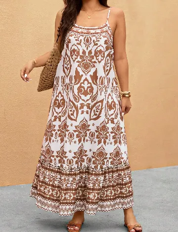 Rochie lunga SHEIN CURVE, alb/maro