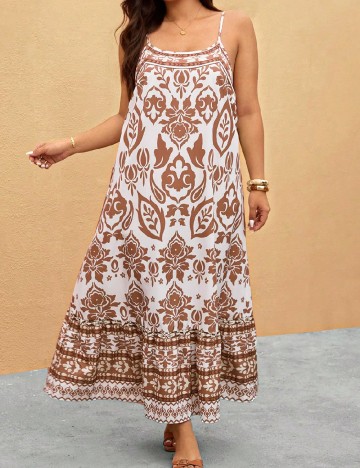 Rochie lunga SHEIN CURVE, alb/maro
