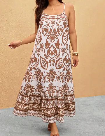 Rochie lunga SHEIN CURVE, alb/maro