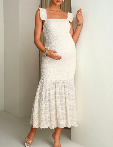 Rochie lunga SHEIN Maternity, ecru