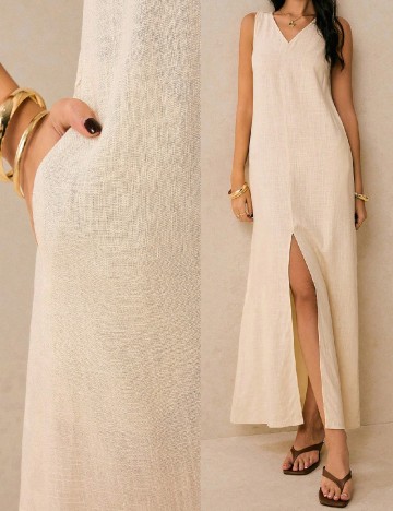 Rochie lunga Poeselle, crem