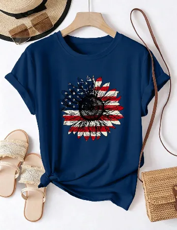 Tricou SHEIN CURVE, bleumarin