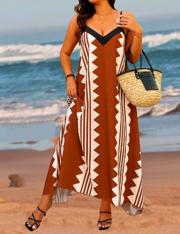 Rochie lunga SHEIN CURVE, maro