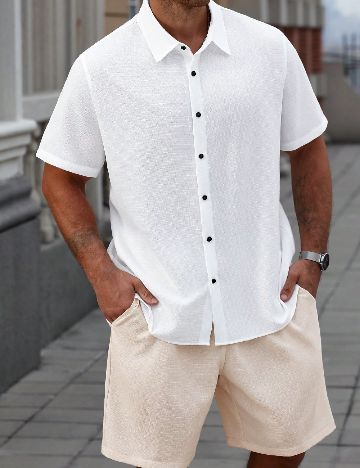 Compleu SHEIN Plus Size Men, alb/crem