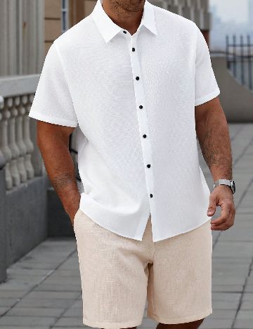 Compleu SHEIN Plus Size Men, alb/crem