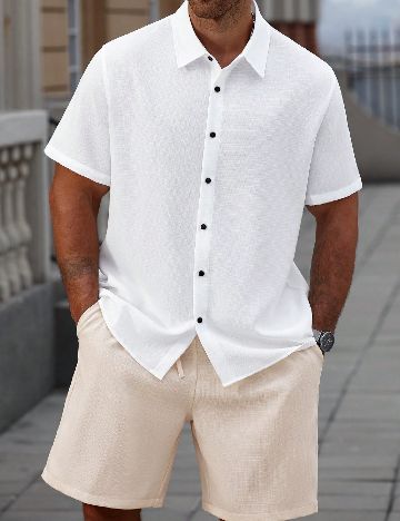 Compleu SHEIN Plus Size Men, alb/crem
