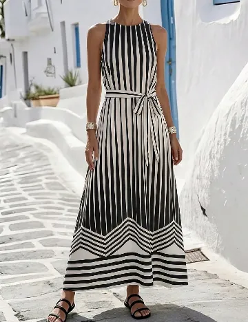 Rochie lunga SHEIN, alb/negru