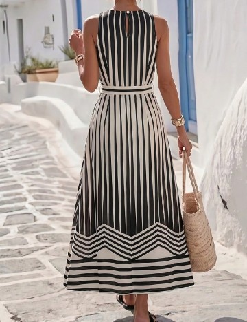 Rochie lunga SHEIN, alb/negru