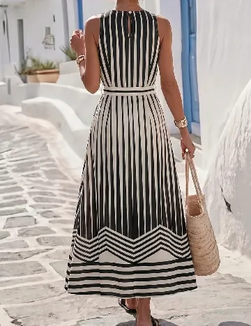 Rochie lunga SHEIN, alb/negru