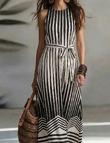 Rochie lunga SHEIN, alb/negru