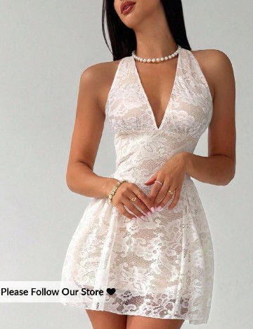 Rochie scurta SHEIN, alb/crem