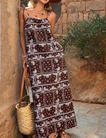 Rochie lunga Dazy, maro