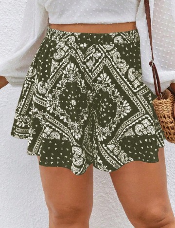 Pantaloni scurti SHEIN CURVE, verde