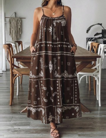 Rochie lunga SHEIN CURVE, maro