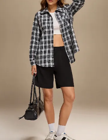 Camasa SHEIN, negru/alb