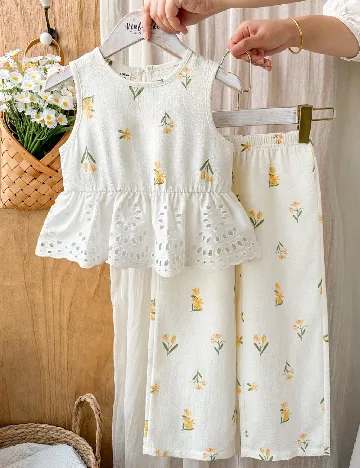 Compleu Shein Kids, ecru/galben