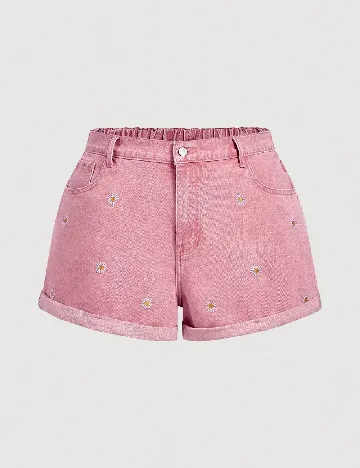 Pantaloni scurti SHEIN CURVE, roz