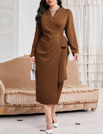 Rochie medie SHEIN CURVE, maro