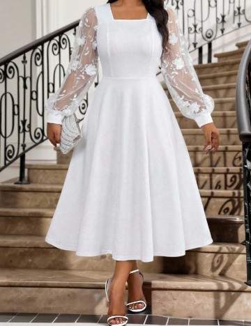 Rochie medie SHEIN CURVE, alb