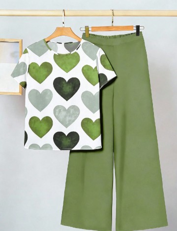 Compleu SHEIN CURVE, verde/alb