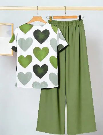 Compleu SHEIN CURVE, verde/alb