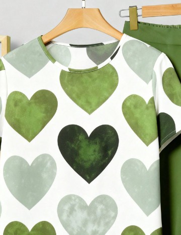 Compleu SHEIN CURVE, verde/alb