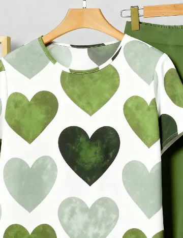 Compleu SHEIN CURVE, verde/alb