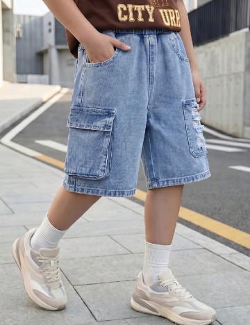 Pantaloni scurti Shein Kids, albastru