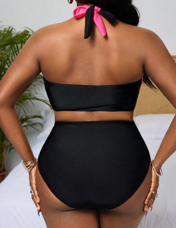 Costum de baie SHEIN CURVE, negru/roz