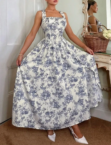 Rochie lunga SHEIN, alb/albastru
