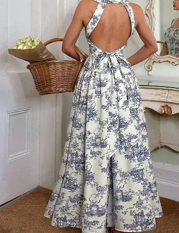 Rochie lunga SHEIN, alb/albastru