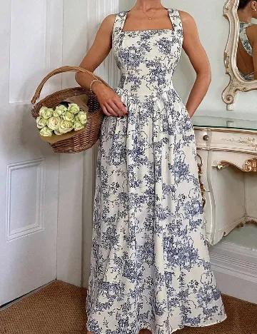 Rochie lunga SHEIN, alb/albastru
