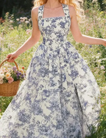 Rochie lunga SHEIN, alb/albastru