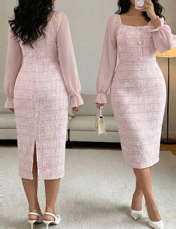 Rochie medie SHEIN CURVE, roz