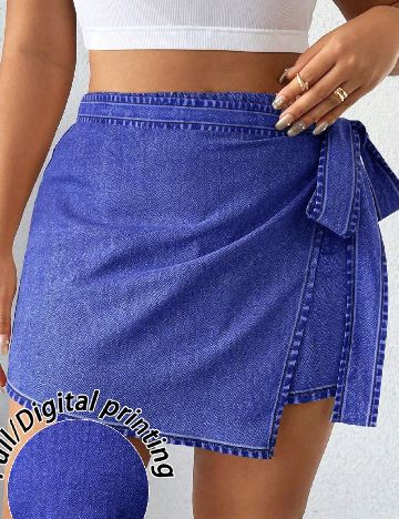 Fusta pantalon SHEIN CURVE, albastru