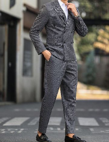 Costum SHEIN Plus Size Men, negru/alb