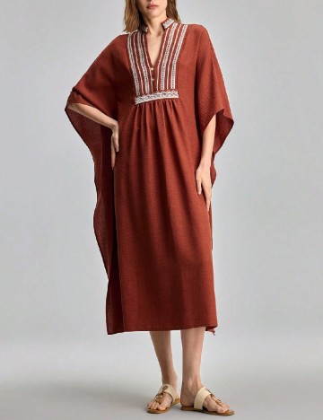 Rochie medie Ontre, caramiziu